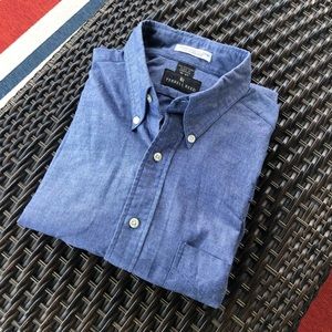 FERRELL REED Men’s All Cotton Medium Blue Chambray Button Down Shirt - 16/35